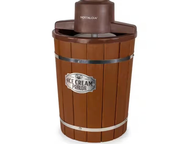 Image for Vintage 6 Qt. Brown Dark Wood Bucket Electric Ice Cream Maker