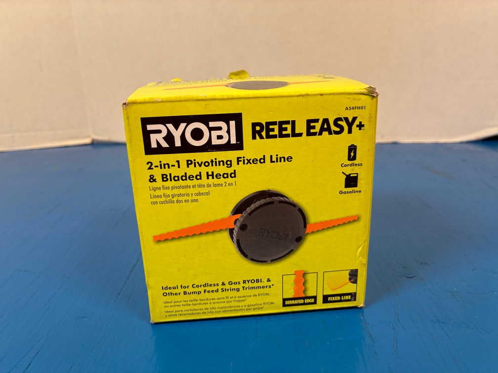 RYOBI Tools REEL EASY+ 2-in-1 Pivoting Fixed Line & Bladed Head