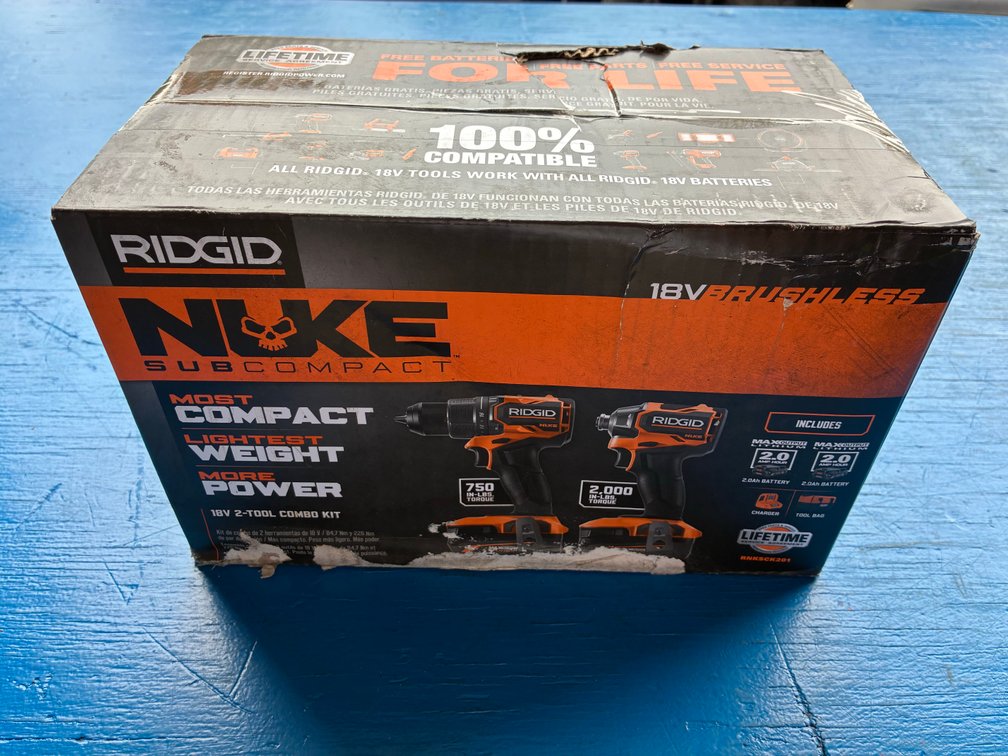 Ridgid 18V NUKE SubCompact Brushless Cordless 2-Tool Combo Kit with Drill/Driver, Impact Driver, (2) Batteries & Charger