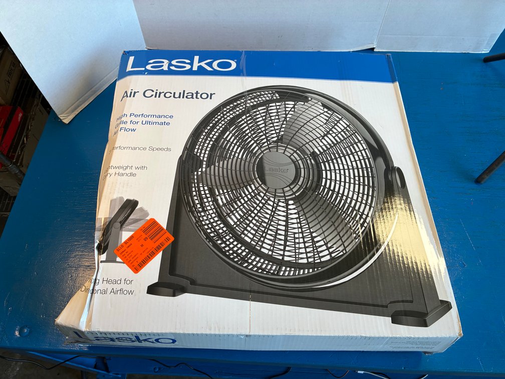 Lasko 20 in. 3 Speed Air Circulator Floor Fan for Home in Black with Wall Mount Option, Full Range Pivoting Head, Carry Handle