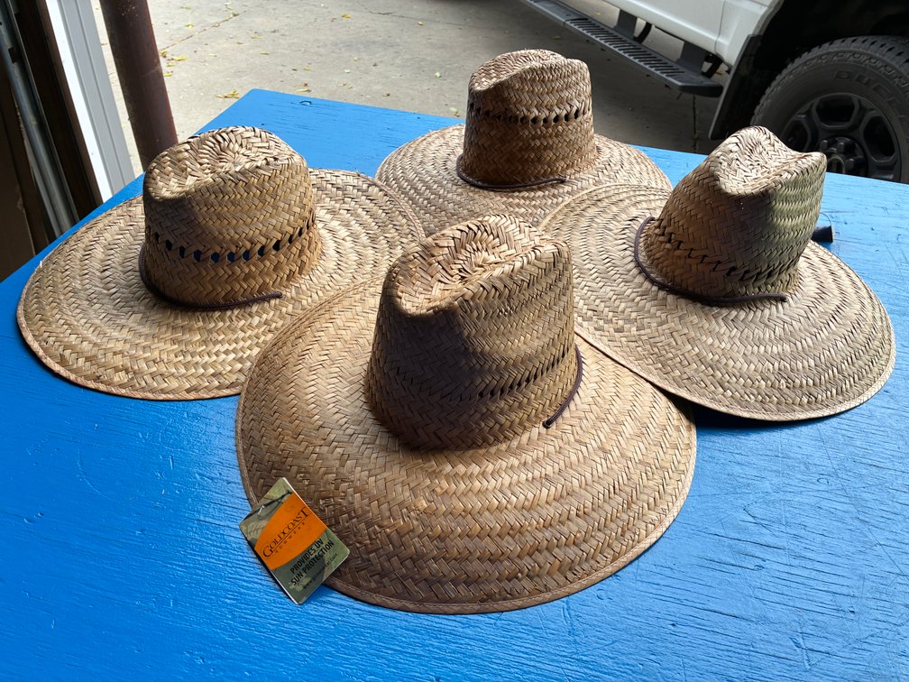 (4) Unisex Gold Coast Straw Brim Hat - Elastic Band - One Size Fits All