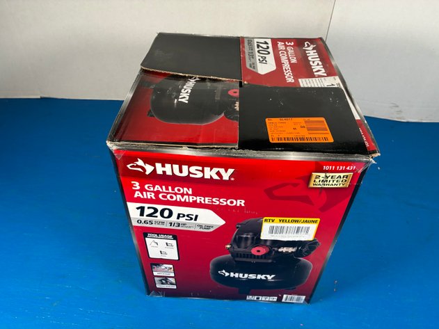 Image for Husky 3 Gal. 120 PSI Portable Electric Oil-Free Light Duty Pancake Air Compressor with Fold Down Handle and 1-Quick Coupler