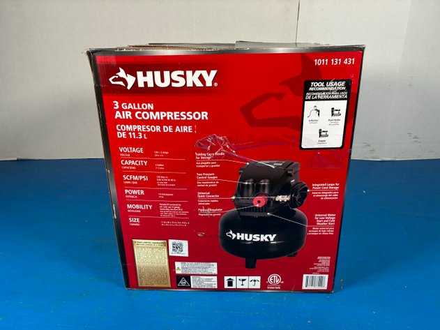 Image for Husky 3 Gal. 120 PSI Portable Electric Oil-Free Light Duty Pancake Air Compressor with Fold Down Handle and 1-Quick Coupler