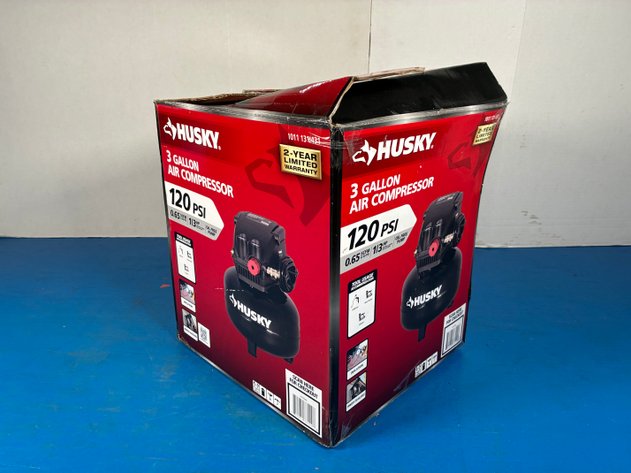 Image for Husky 3 Gal. 120 PSI Portable Electric Oil-Free Light Duty Pancake Air Compressor with Fold Down Handle and 1-Quick Coupler