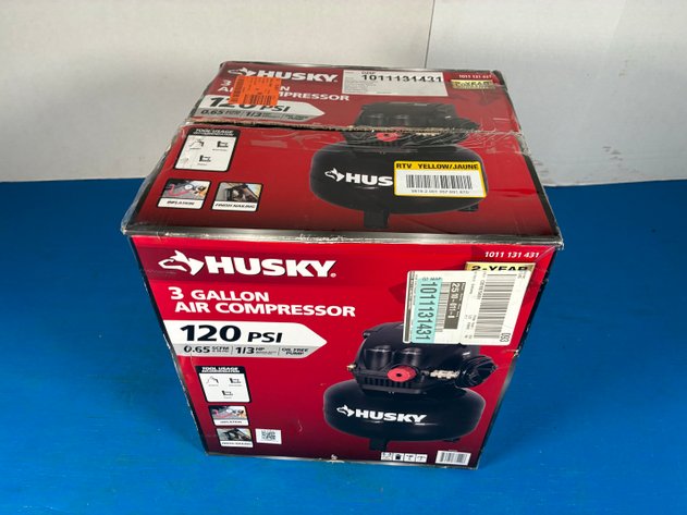 Image for Husky 3 Gal. 120 PSI Portable Electric Oil-Free Light Duty Pancake Air Compressor with Fold Down Handle and 1-Quick Coupler