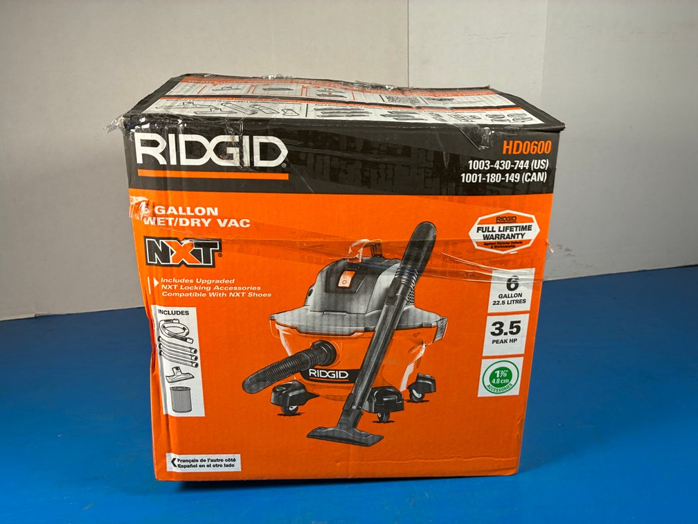 Ridgid 6 Gal. 3.5 Peak HP NXT Shop Vacuum Wet Dry Vac with General Debris Filter, Locking Hose and Attachments HD06001