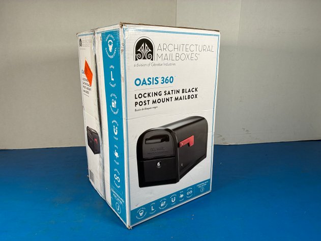 Image for Architectural Mailboxes Oasis 360 Black, Large, Steel, Locking Parcel Mailbox with 2-Access Doors