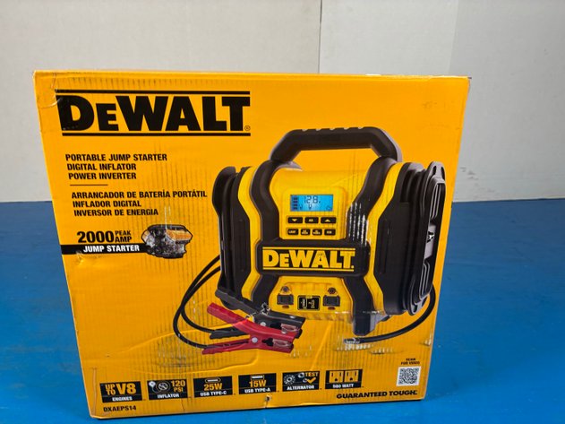 Image for Dewalt 2000-Peak Amp Portable Jump Starter with Digital Compressor, USB and AC Power Bank