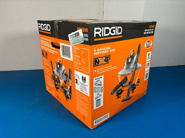 Image for Ridgid 6 Gal. 3.5 Peak HP NXT Shop Vacuum Wet Dry Vac with General Debris Filter, Locking Hose and Attachments HD06001
