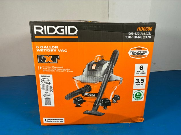 Image for Ridgid 6 Gal. 3.5 Peak HP NXT Shop Vacuum Wet Dry Vac with General Debris Filter, Locking Hose and Attachments HD06001
