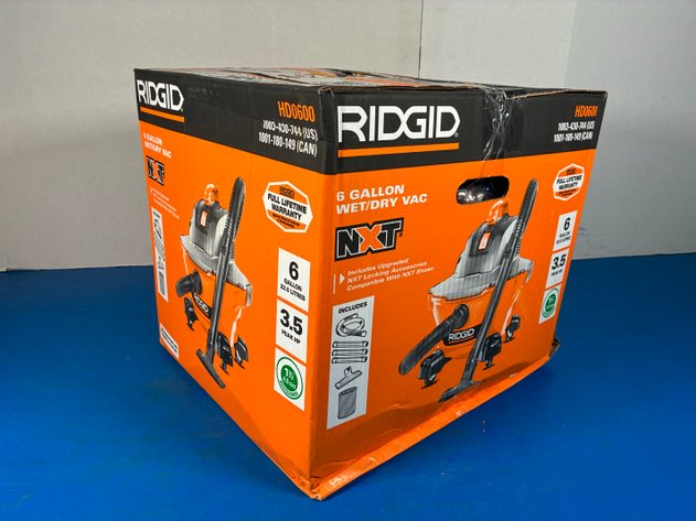 Image for Ridgid 6 Gal. 3.5 Peak HP NXT Shop Vacuum Wet Dry Vac with General Debris Filter, Locking Hose and Attachments HD06001