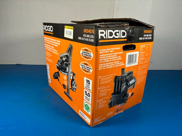 Image for Ridgid 4 Gal. 5.0 Peak HP Portable Shop Vacuum Wet Dry Vac with Fine Dust Filter, Locking Hose and Attachments WD4070