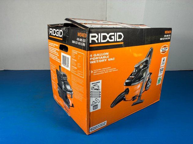 Image for Ridgid 4 Gal. 5.0 Peak HP Portable Shop Vacuum Wet Dry Vac with Fine Dust Filter, Locking Hose and Attachments WD4070