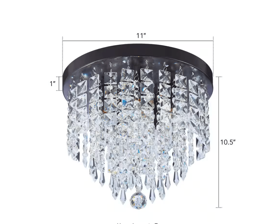 Merra 11 in. 5-Light Oiled Bronze Flush Mount Chandelier with K9 Crystals