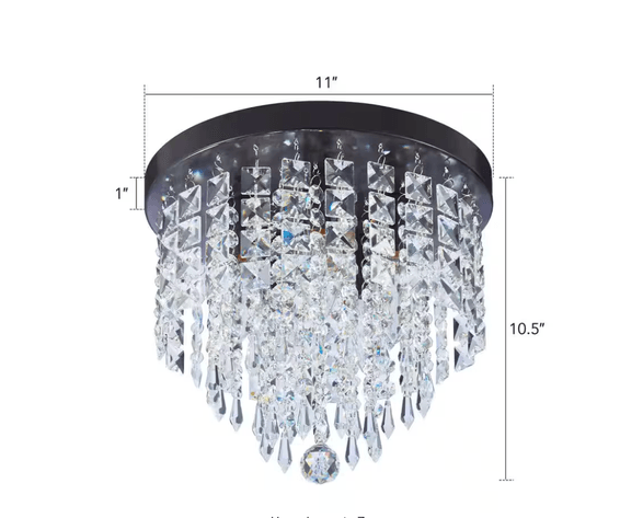 Image for Merra 11 in. 5-Light Oiled Bronze Flush Mount Chandelier with K9 Crystals