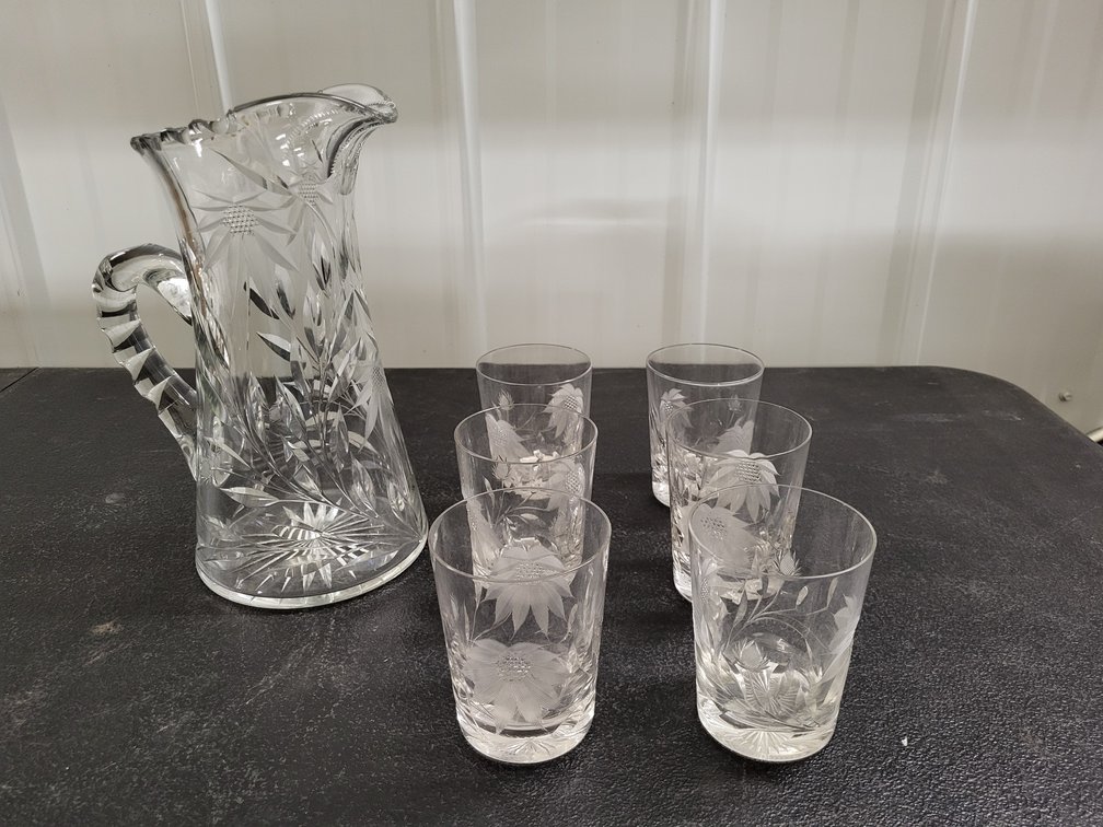 Pressed patterned glass pitcher