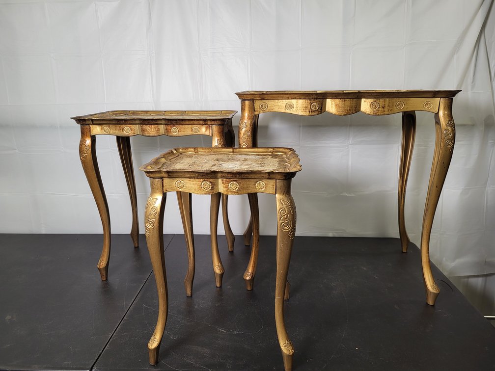 Set of (3) Italian nesting tables, plastic/resin, made in florence