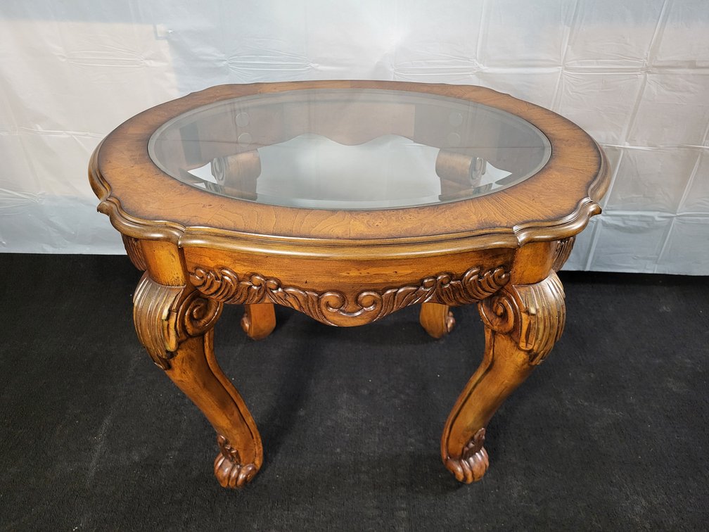 Curio coffee table, assorted woods