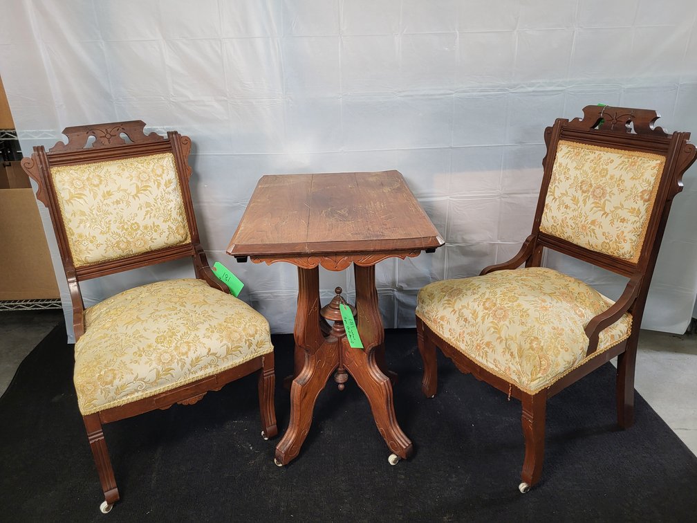 Parlor table with (2) matching side chairs