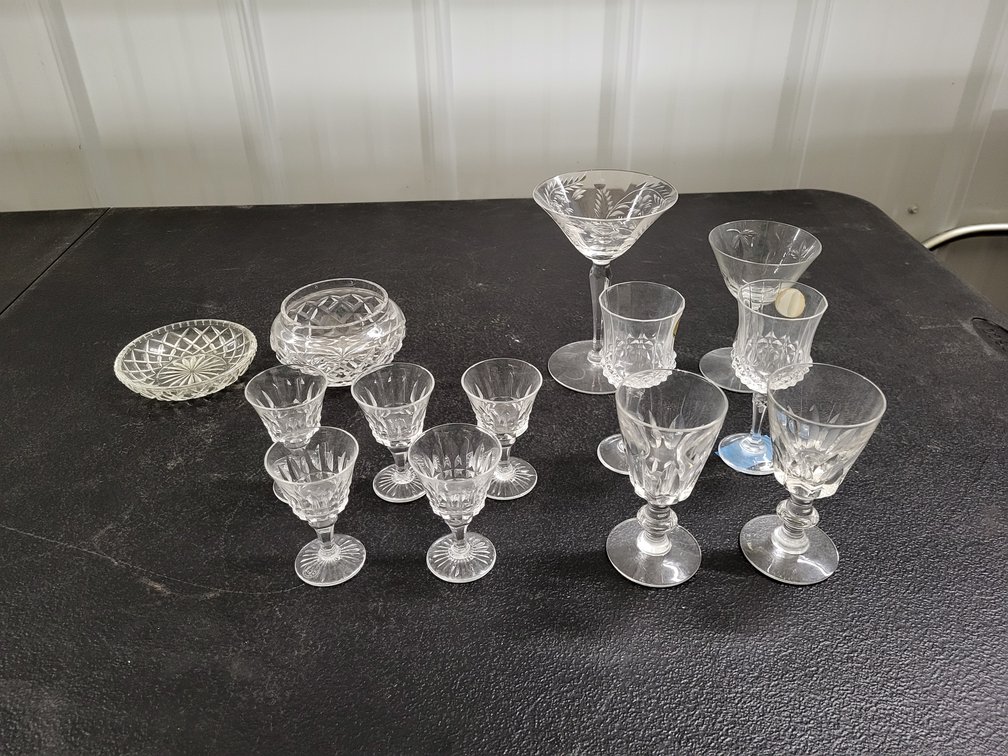 Assorted clear glassware