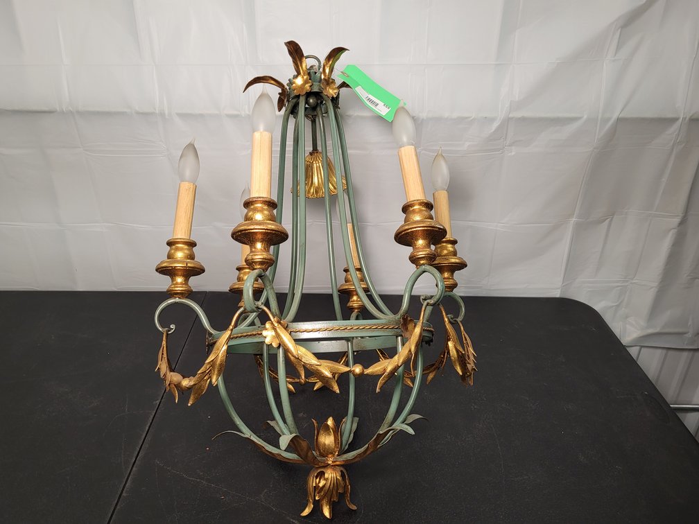 Chandelier, assorted metals with a bronze and gilt finish