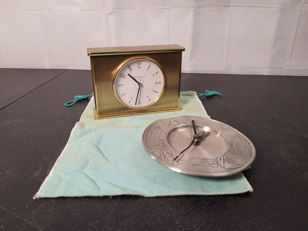 Tiffany & Co. Brass clock with Swiss quartz movement