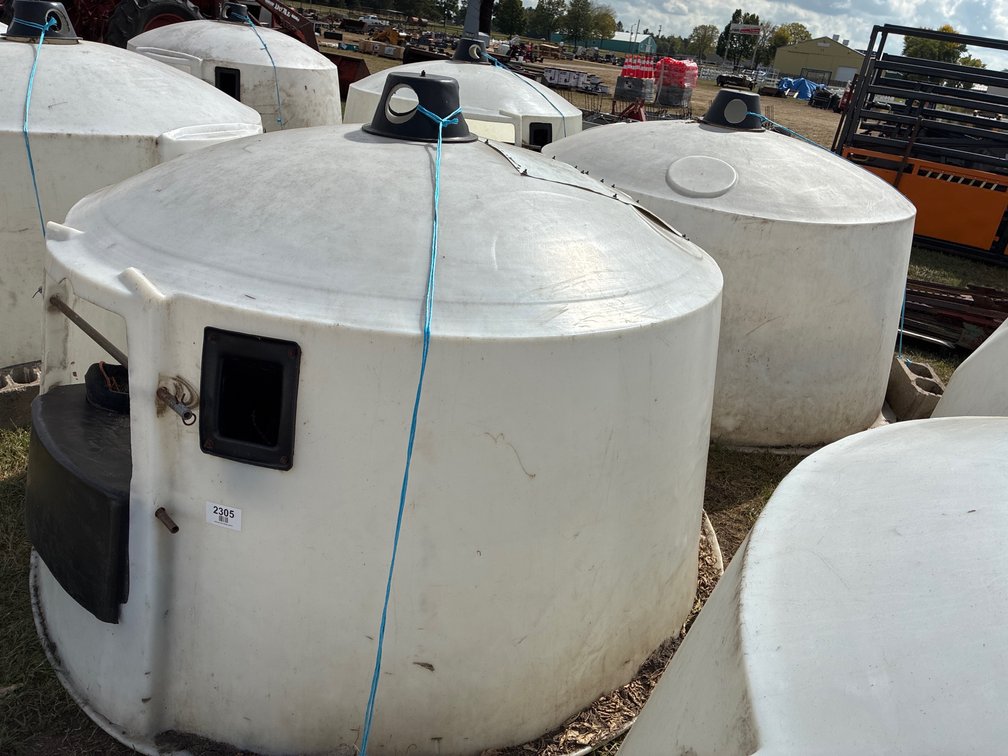 Pair of calf huts with buckets