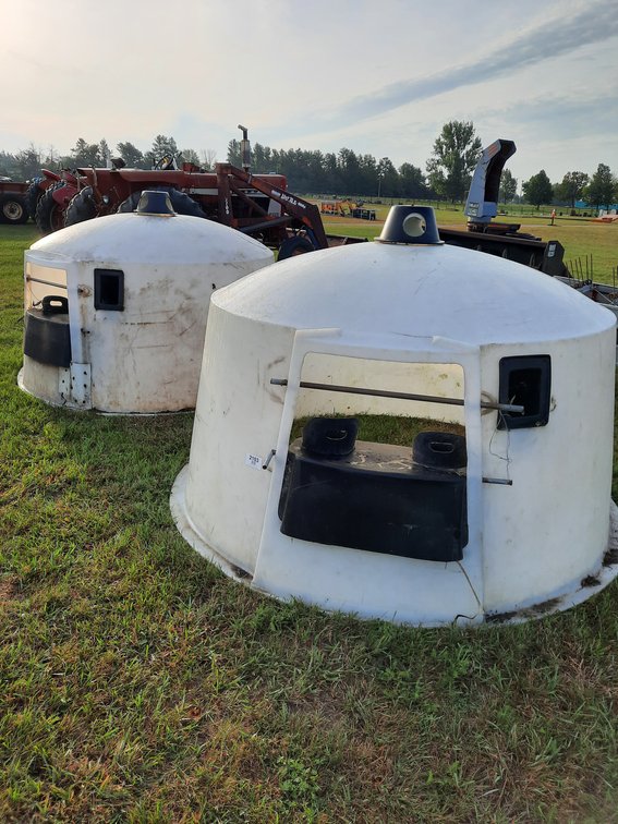 Pair of calf huts with buckets