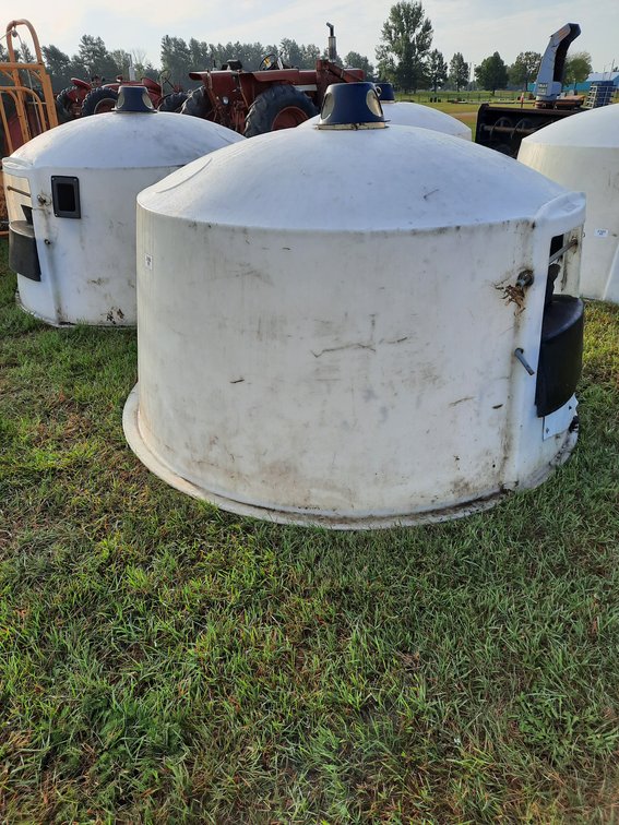 Pair of calf huts with buckets