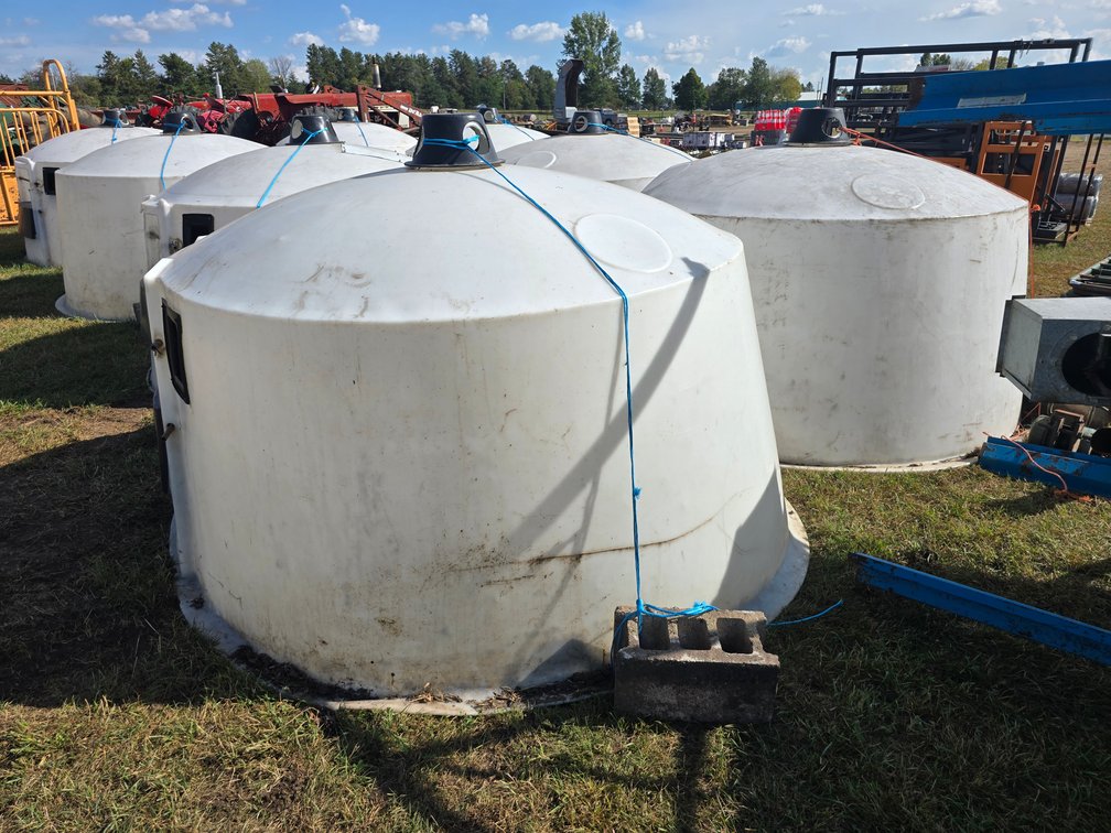 Pair of calf huts with buckets
