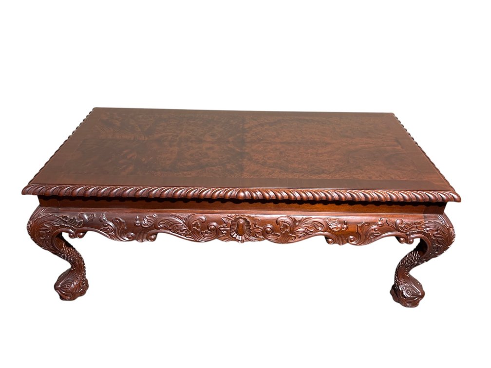 $3,500+ Carved Mahogany Coffee Table with Classical Ornamental Detailing