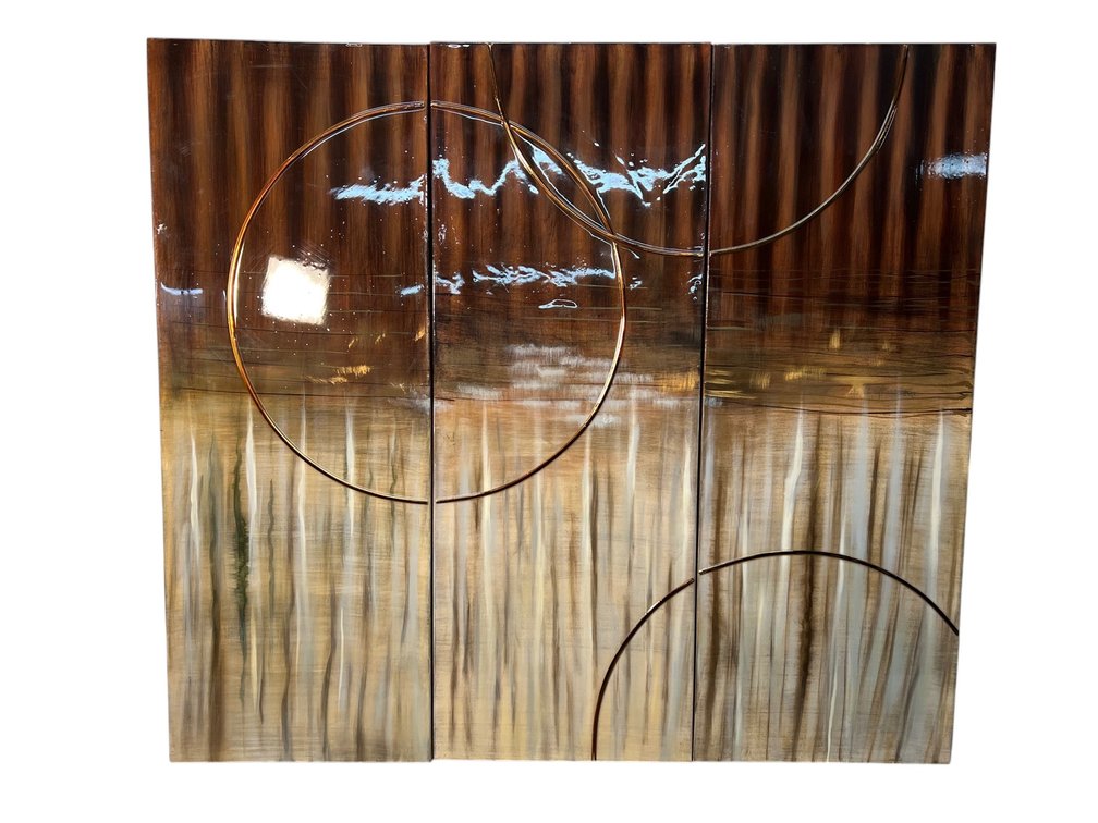 J. Baurosa Contemporary Abstract Triptych Art Panels