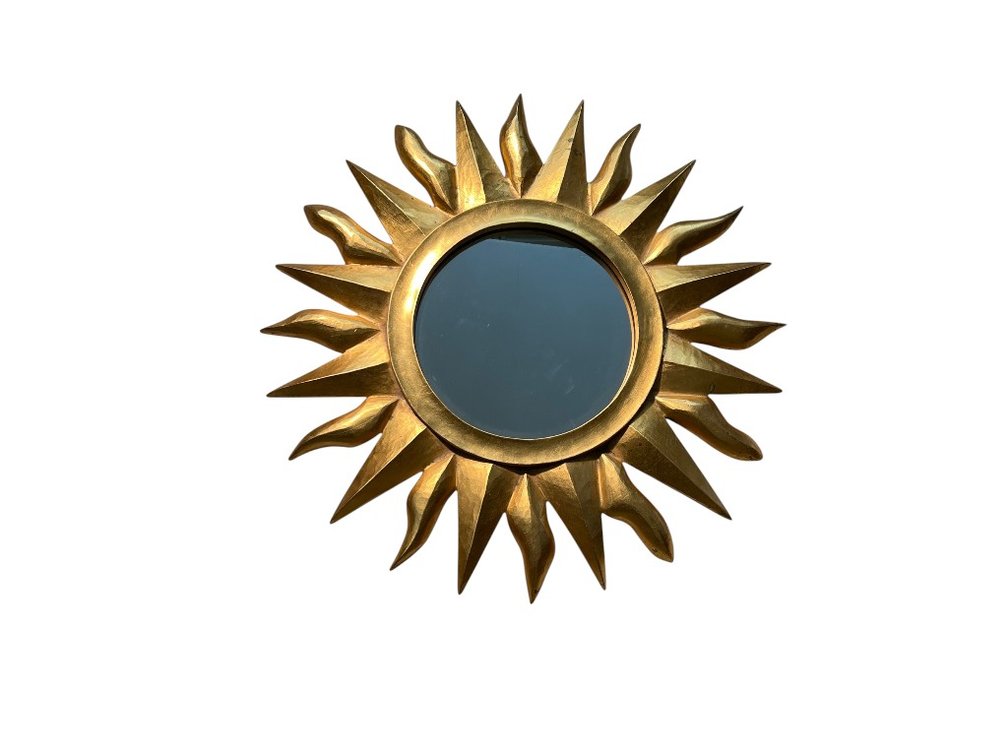 Sunburst Wall Mirror with Gilded Wooden Frame