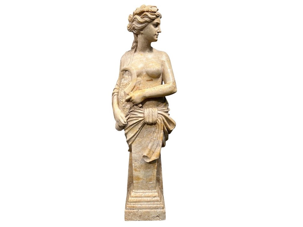 $4,500 Marble Sculpture of Classical Female Figure with Draped Garment