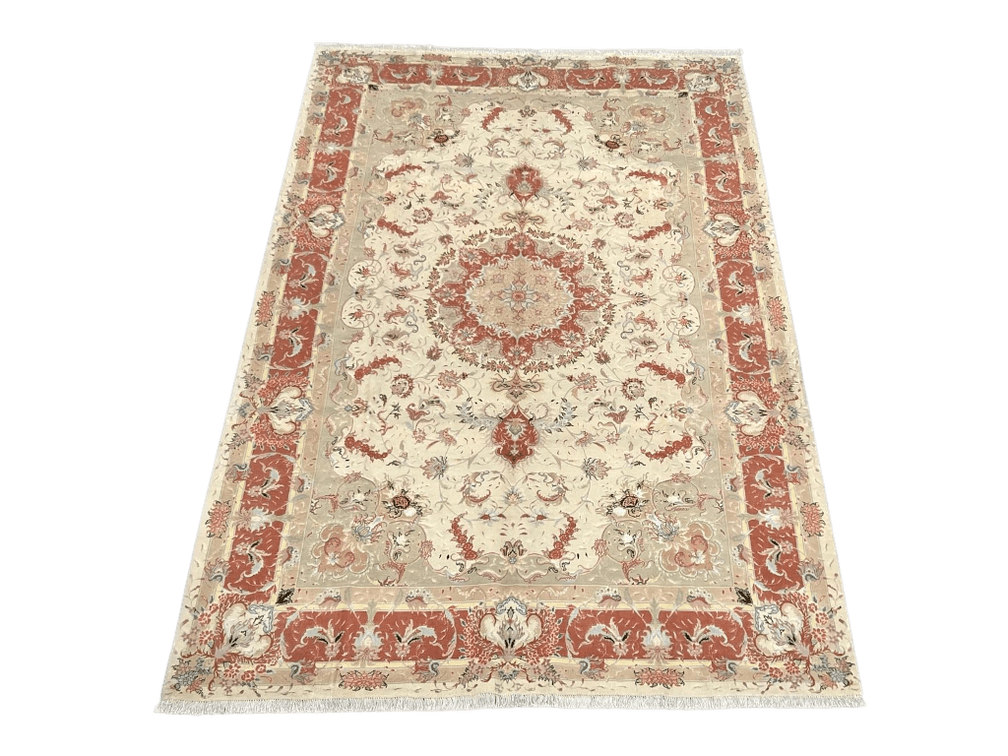 $22,400 Fine Persian Tabriz Wool & Silk Rug 6'7" x 10'0"