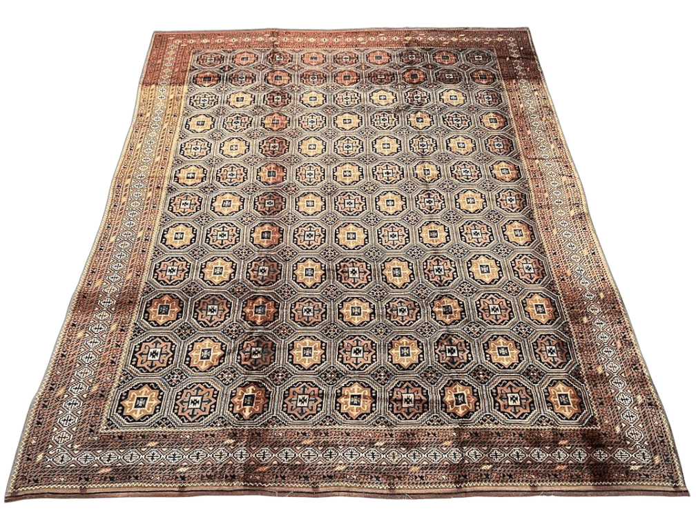 $14,860 Afghan Tribal Wool Rug with Geometric Pattern, 11'2" x 13'0"