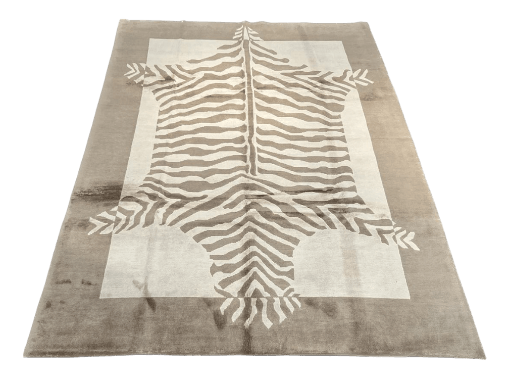 $7,505 Handmade Tibetan Zebra Design Wool Rug 8'6" x 11'6"