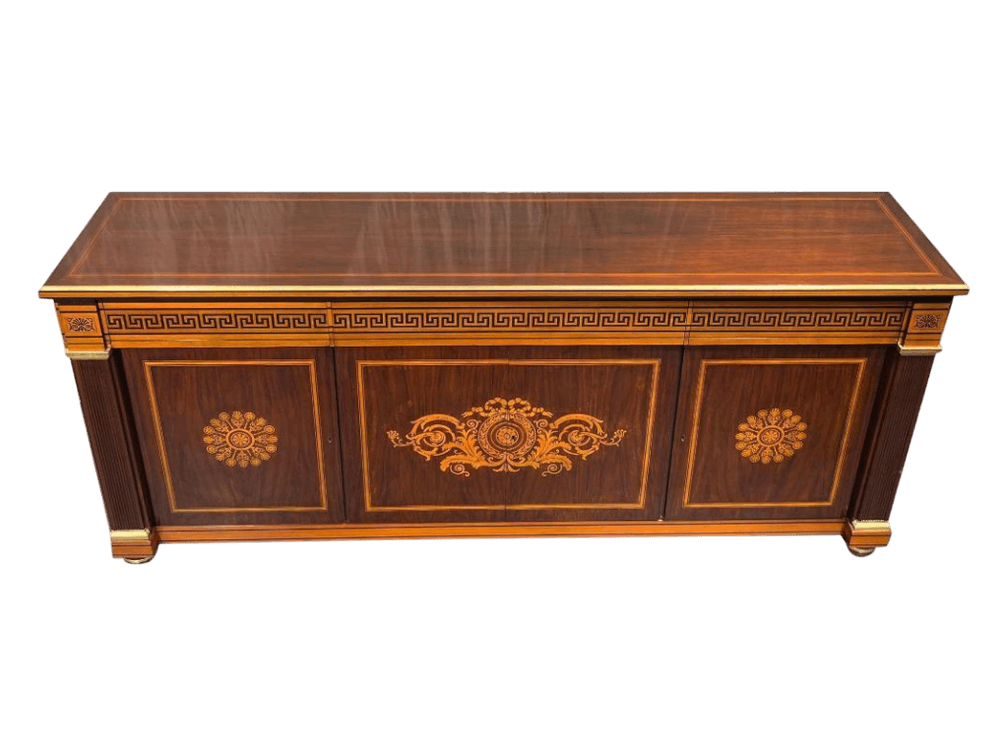 $17,500 Neoclassical Mahogany Sideboard with Greek Key Frieze