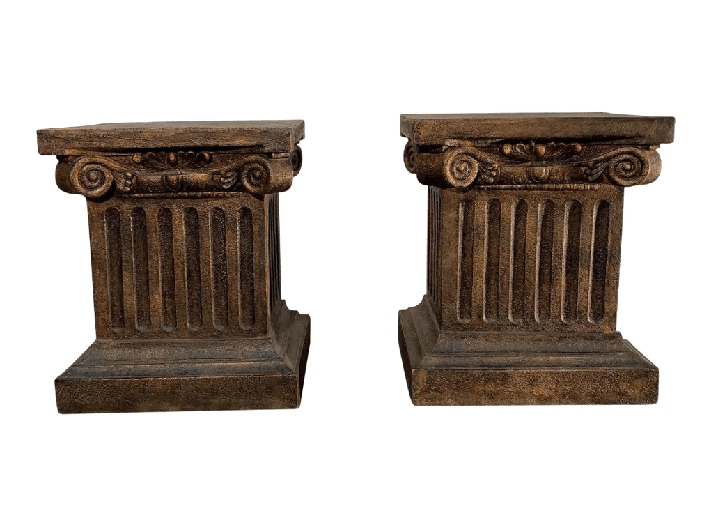 Pair of Classical Ionic Column Pedestals with Bronze Finish