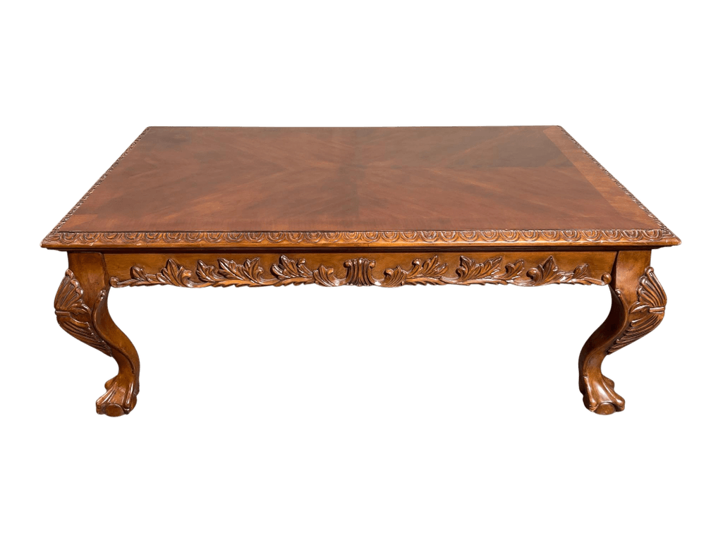 Chippendale-Style Mahogany Coffee Table with Shell Carvings