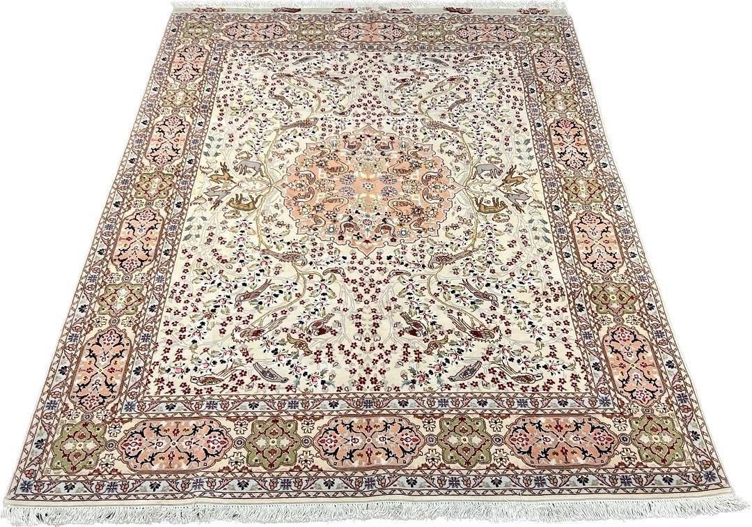 $13,120 — Fine Persian Tabriz Wool & Silk Rug 5'2" x 7'2"