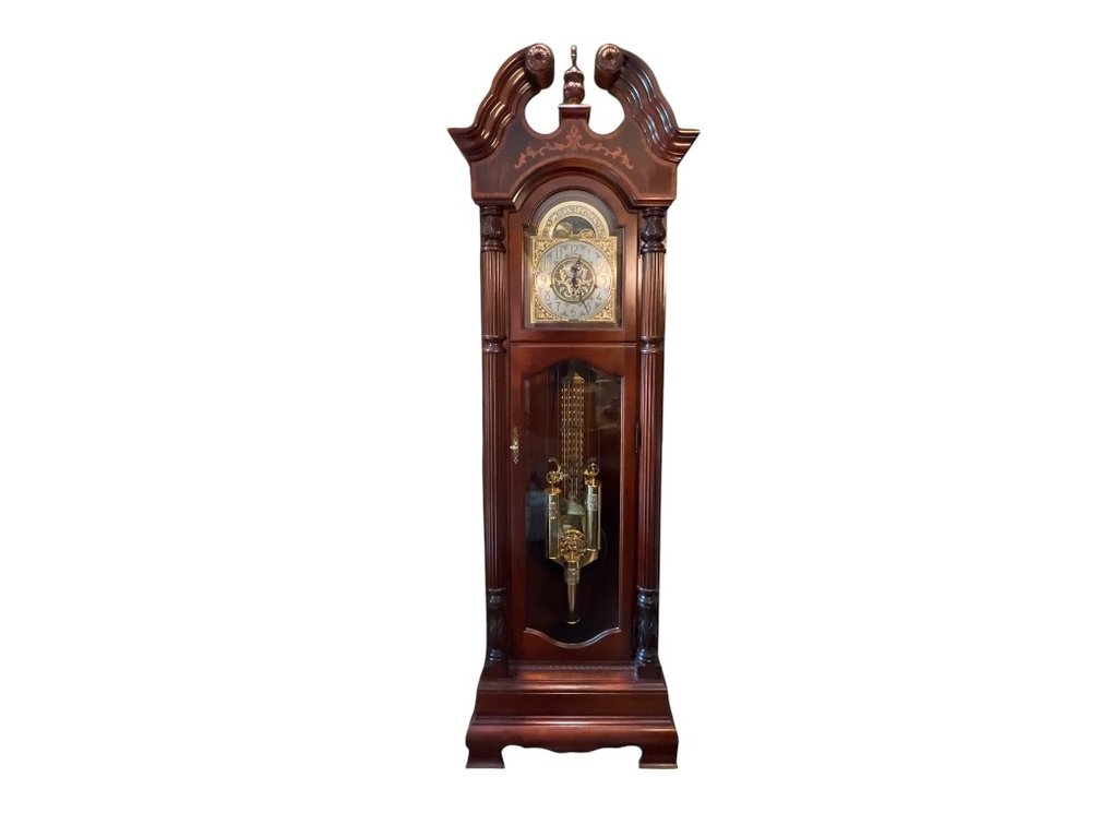 Exquisite Howard Miller Grandfather Clock, Mahogany Case, 94"H