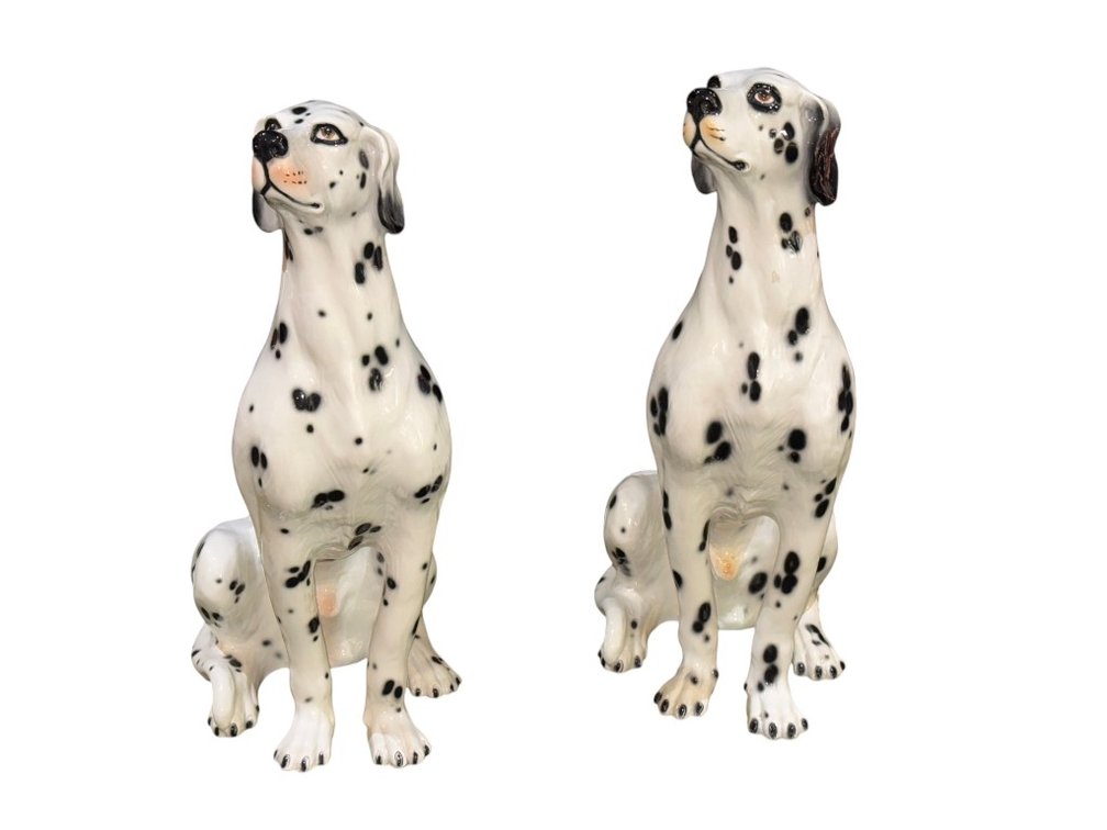 $3,000 Pair of Italian Capodimonte Dalmatian Figurines, 34"H
