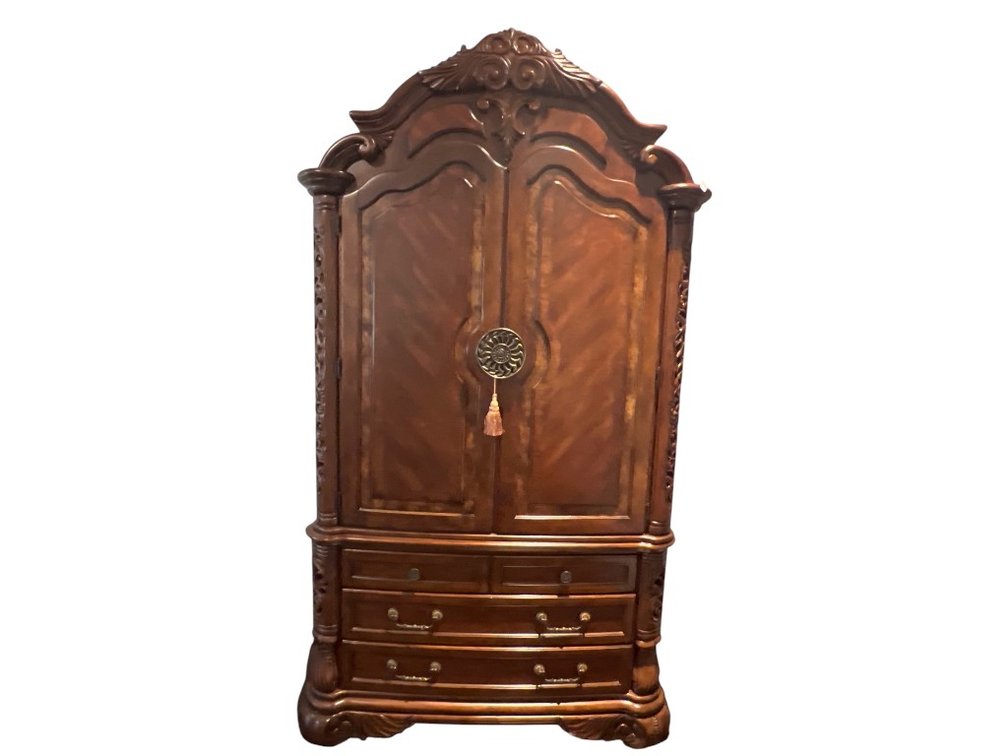 Michael Amini AICO Signature Series Carved Wood Armoire, 92"H