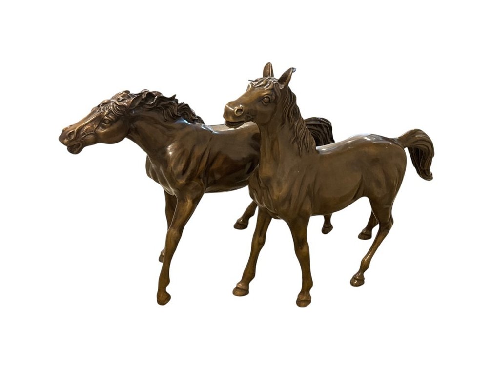 Grand Bronze Horse Sculpture, Pair, 21"