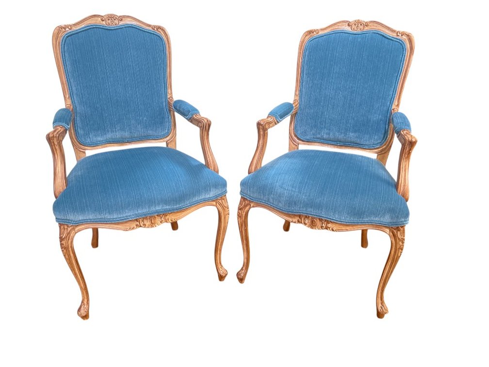 Pair of Custom Upholstery  Louis XV Style Armchairs