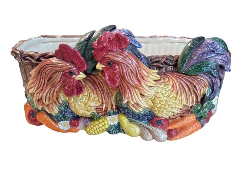 Fitz and Floyd Classics Hand-Crafted Ceramic Rooster Planter