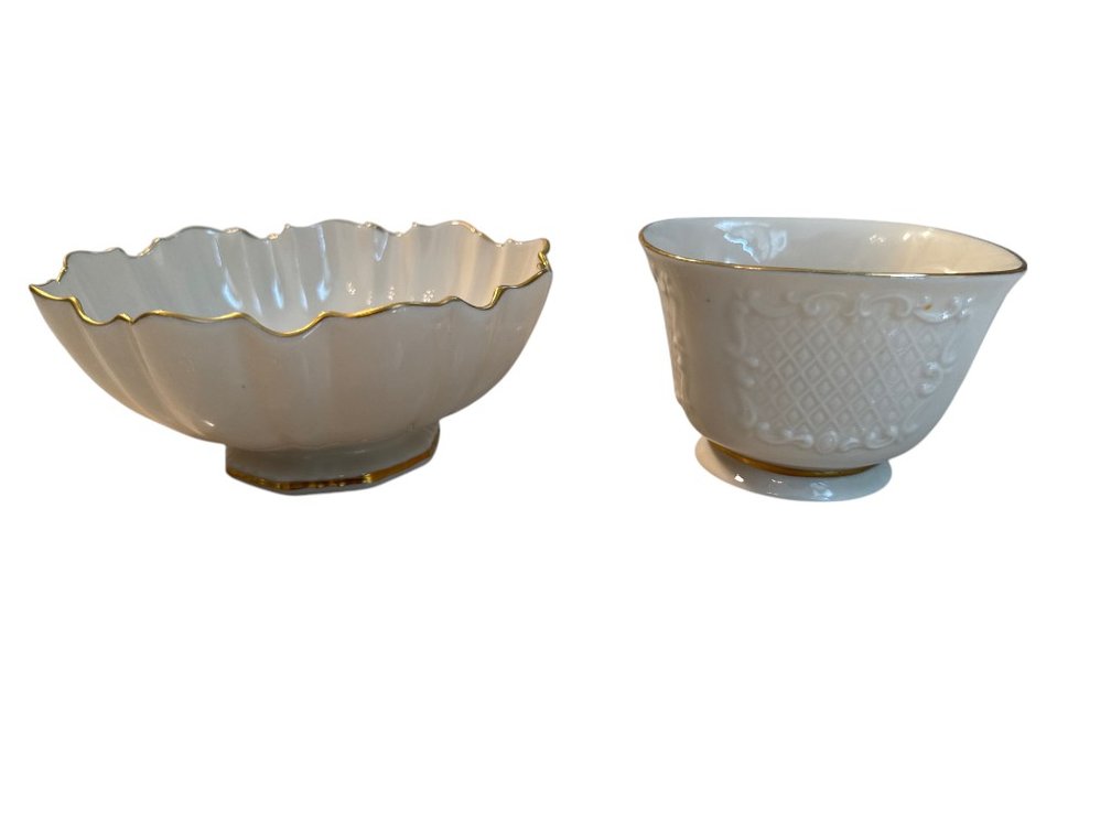 Lenox Porcelain Decorative Bowls with 24K Gold Trim, Set of Two