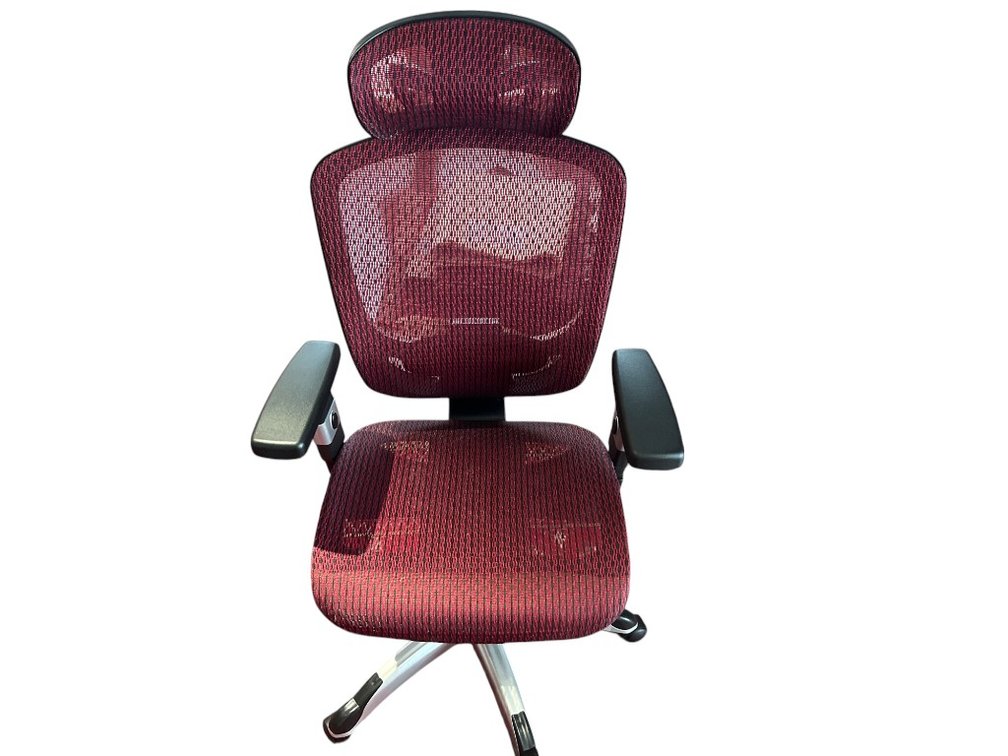 Red Mesh Ergonomic Office Chair with Adjustable Headrest and Armrests