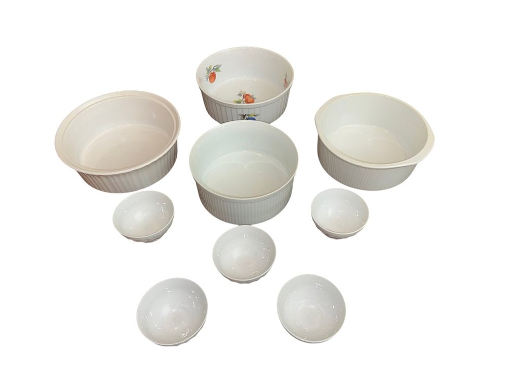 Vintage Corningware and Digoin Sarreguemines French White Mixing Bowl Set